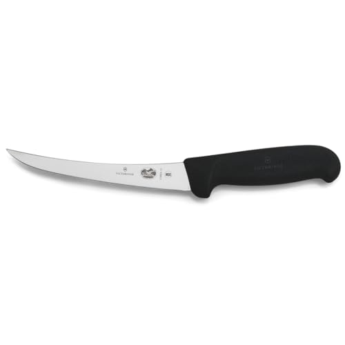 Victorinox Victorinox swiss army cutlery fibrox pro curved boning knife semistiff blade, 5.5 Pound, Black, 6' Boning, Silver/Black