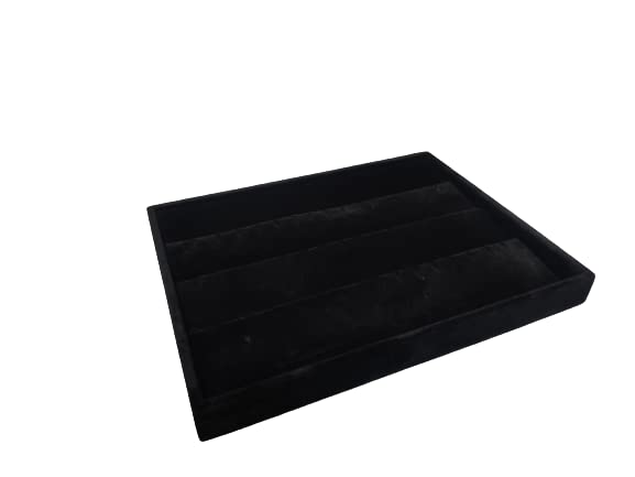 Image of Earring Velvet Jewellery Tray Stackable Tray for Drawer (Black) (14 * 10 INCH)