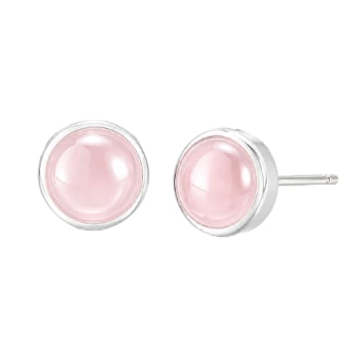 Rose Quartz Stud Earrings for Women 925 Sterling Silver Hypoallergenic - image 1