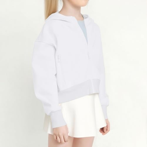 Girls Crop Sweatshirts Fleece Lined Zip Up Hoodies with Pockets Fleece Lined Trendy Jacket Comfy Hooded Outwear Coat3