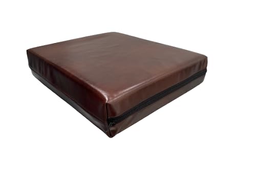 Foamtouch Dark Brown Faux Leather Fabric Seat Cushions for Sofa Dining Games Office Chair Seat Pads Replacement Luxury Feel Like Leather Premium Memory Foam Insert (20” x 20” x 3”)