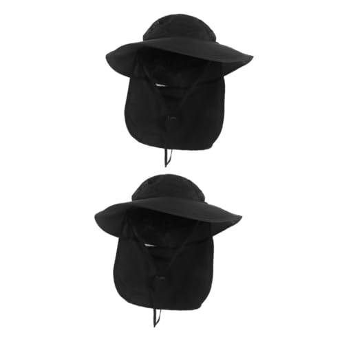 Casquette de pêche Kisangel : chapeau de soleil extérieur avec drap protecteur noir