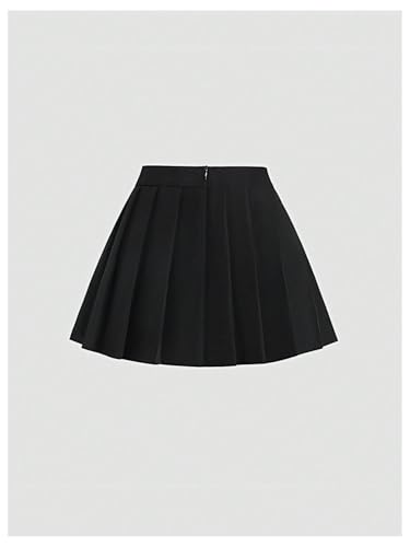 Floerns Saia feminina lisa plissada para tênis uniforme mini saia patinadora, Preto, P