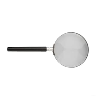 5X Handheld Magnifier with 75mm–100mm Optical Glass Lens, Metal Frame & Ergonomic Handle for Reading, Inspection, and Travel – Compact Lightweight Design(90mm)