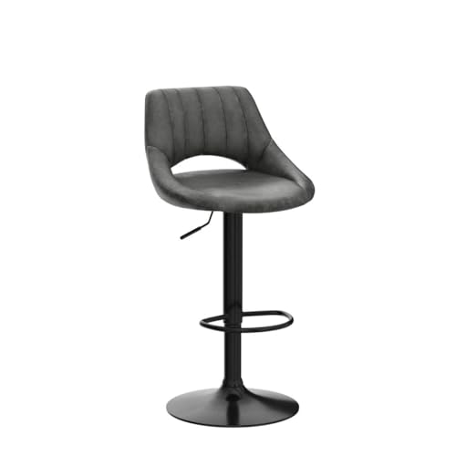 Butacos giratorios Volans, set de 2, estilo medio siglo moderno, ajustables en altura, para barra o mostrador, con respaldo, tapizados en tela de gamuza gris miniatura 4