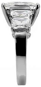 Women's Stainless Steel Clear Princess Cubic Zirconia Engagement Ring
