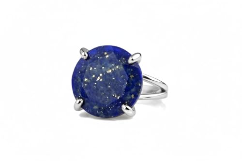Bague lapis lazuli femme en argent sterling 925, bague artisanale avec pierre de naissance
