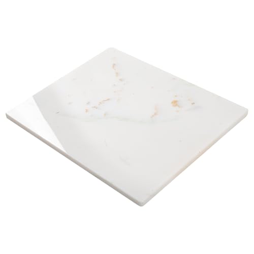 Faticdorr Natural Marble Cutting Board for Kitchen, 16 x 20 Inch White Marble Slab Pastry Board With Non-Slip Feet for Baking, Cheese, Charcuterie, Chocolate, Ares Gold
