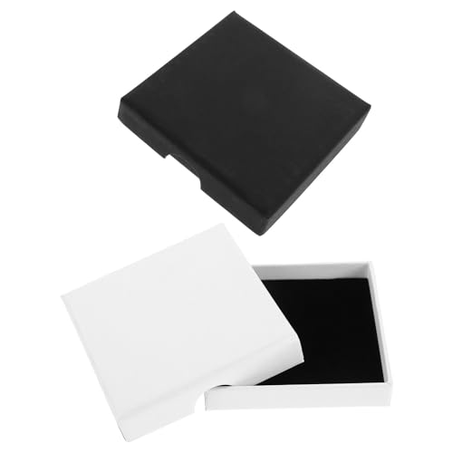 Gatuida Cajas para Joyas 2 Piezas Negras y Blancas 8X8X16 CM con Cojín Acolchado Joyero Pequeño Compacto para Pendientes Collares y Anillos Estuche Protector y Organizador Portátil
