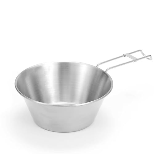 Gsycle Stainless Steel Camping Cup, Folding Handle Cup Snow Peak Mug Outdoor Folding Bowl Drinking Cup Backpacking Bowl for Outdoor Camping Picnic (300ml)