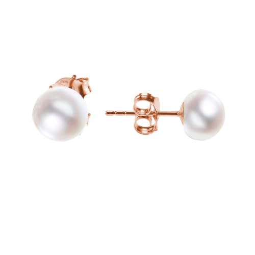 Lisandra Scott Boucles d'oreilles à tiges en argent sterling 925 avec perles de culture d'eau douce blanches | Boucles d'oreilles perlées pour femmes avec attache | Boucles d'oreilles avec perles en