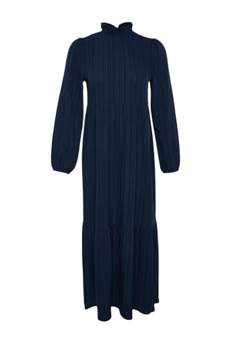 Robe décontractée bleu foncé fluide coupe A-line vêtement été - 7