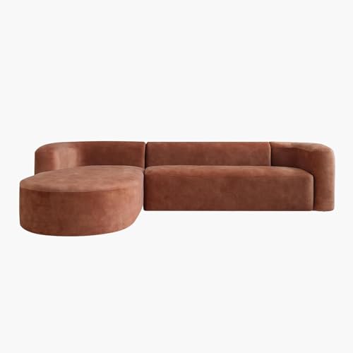 Image of Modern Classic L Shape Sectional Sofa Set, Chesterfield Style 4 Seater Sofa Set with Pillows for Living Room, Bedroom and Office, Office, and Hallway Colour (L-Shape RHS Brown)