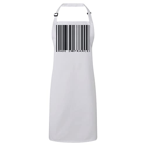 Tablier de cuisine blanc original code barre une idée cadeau idéal fabriqué en France