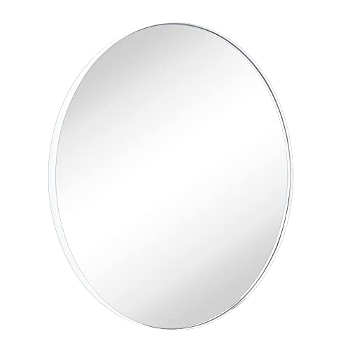 Image of TEHOME Chrome Round Mirror Polished Silver Circular Wall Mirror 40 inch
