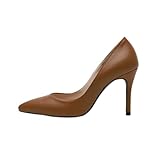 COMFORT FIT Scarpe con tacco da donna, scarpe décolleté da ufficio, scarpe da lavoro a punta tinta unita, Marrone, 8 cm, 38 EU