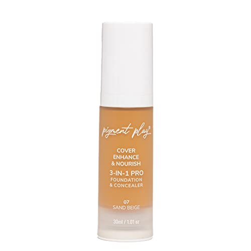 Pigment Play 3-In-1 Foundation & Concealer: Cover + Enhance + Nourish - 01 Light Natural (07 Sand Beige)