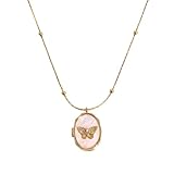 Genérico Collar retro plegable de Amazon Álbum de conchas mariposas Collar plegable retro bañado en oro verdadero para proteger el color