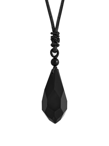 MINACHI Black Obsidian Faceted Teardrop...