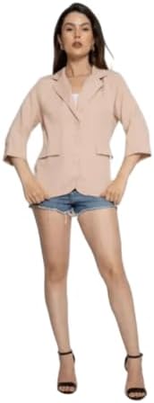 Blazer Social Feminino 3/4 em Alfaiataria com Botões Blz-003