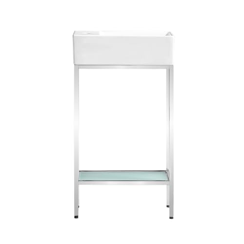 Image of Swiss Madison Pierre 19.5 Single, Freestanding, Open Shelf, Chrome Metal Frame Bathroom Vanity