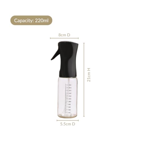 Image of Nestasia Glass Oil Sprayer Bottle for Kitchen (220ml) - 100% Food-Safe Vinegar & Olive Oil Spray Bottle for Healthy Cooking, Salad Dressing, Air Fryer, BBQ & Grilling (Black)