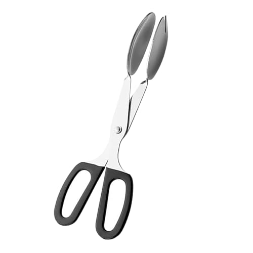 LOVIVER Pinze per Buffet, pinze per servire con Manici a Forbice, pinze per Insalata in Acciaio Inossidabile, pinze per Pane per Barbecue, bistecche, Buffet, Nero e Argento