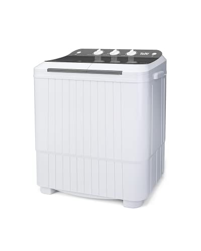 TABU 26LBS Portable Washing Machine, 2 in 1 Portable Washers with Drain Pump, 16LBS Washing Tub & 10LBS Steel Spinning Tub, Laundry Washing Machine for Dorms, Apartments, RVs (Blue)