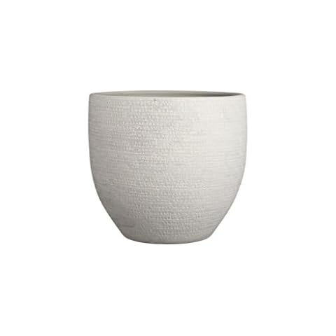 Gardenesque Round Grey Plant Pot Indoor | Light Grey Glazed Ceramic Planter for Indoors | 4 Sizes (Small - 20cm) Cover