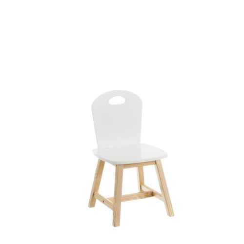LOLAhome Silla Infantil Blanca y Natural de Pino y MDF de 28x50 cm
