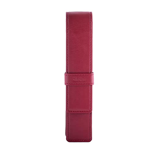 Image of DiLoro Leather Single Pen Case Pencil Pouch Holder for One Fountain Ballpoint Rollerball Pen and Pencil (Red)