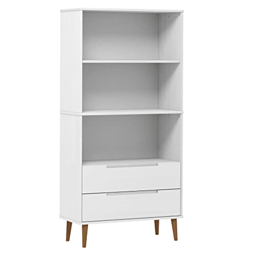 vidaXL Bibliothèque Étagère à Livres Meuble de Rangement Organisateur Salle de Séjour Maison Intérieur Blanc 85x35x170,5 cm Bois Massif de Pin