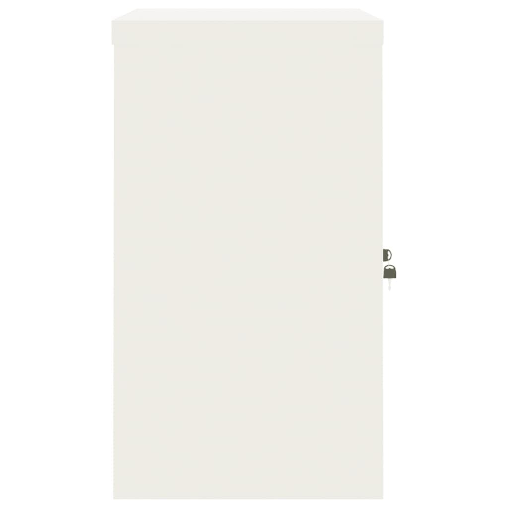 Armario archivador de acero blanco 90 x 40 x 70 cm con estante, armario de oficina con cerradura para archivos y material de oficina, revestimiento de polvo, resistente y fácil de limpiar