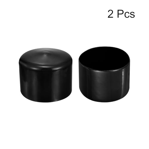 Image of uxcell 2pcs Rubber End Caps 57mm(2 1 /4 inch) ID Vinyl Round Tube Bolt Cap Cover Screw Thread Protectors Black, 40mm Height