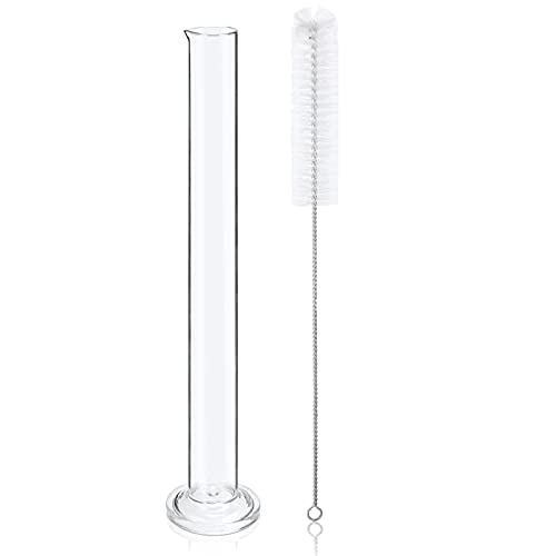 Hydrometer Test Jar & Cleaning Brush - 13" Clear Glass Hydrometer Test Tube Measuring Cylinder + Cylinder Brush - Designed for Homebrew Beer, Wine, Moonshine Testing Hydrometer