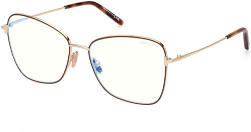 Tom Ford Eyeglasses FT 5906 -B 046 Shiny Pale Gold, Matte Brown Enamel, t Logo