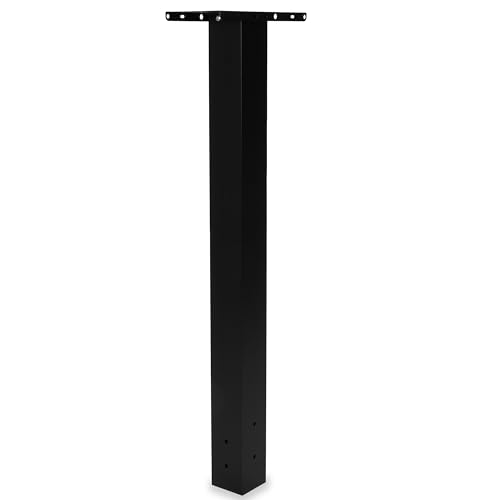 Ilyapa Black Metal Mailbox Post for Outside, 43x4x4 inch Metal Post Sleeve with Two Universal Mounting Plate Brackets for Curbside Residential Mailbox, Heavy Duty