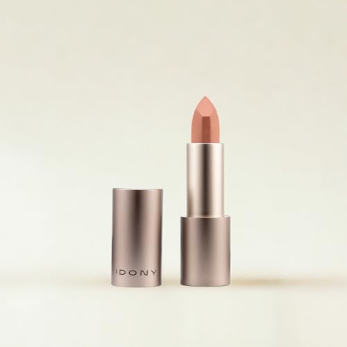 Idony Lip Grace Lipstick Peach Cosmo – Barra de labios vegana premium semi-mate, recargable, hidratante, larga duración, tono nude melocotón