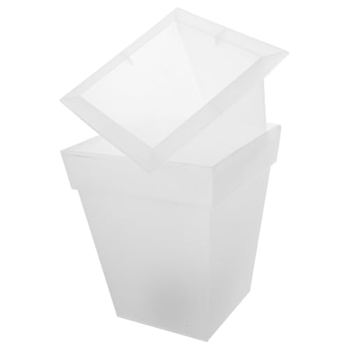 Happyyami Jardinière D'extérieur Lumineuse Solaire En Plastique Étanche, Pot De Fleurs Lumineux Blanc Carré, Éclairage Décoratif Pour Terrasse Et Jardin,