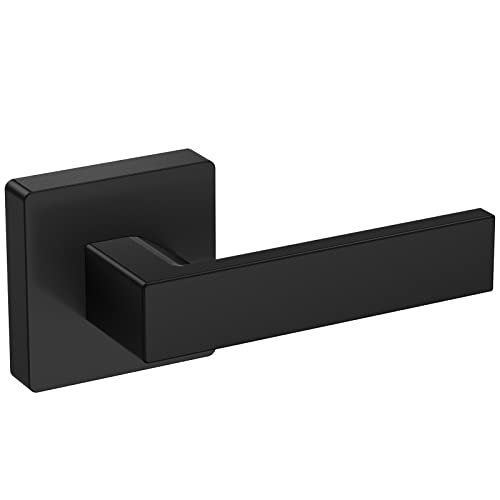 TICONN Dummy Door Handle, Heavy Duty Reversible Square Dummy Door Lever for Indoor, Bedroom, Closet (1 Pack, Rear Mount, Matte Black)