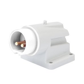 Fiche de prise étanche IP44 3P 32A orientée pour basse tension 42V