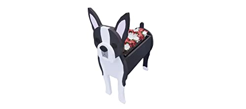 HTDZDX Linda Macetero para Perros, En Forma Animal Macetas para Decoración Jardín, Contenedor Plantas Soporte para Plantas Interior Exterior,Pug,43 * 22 * 5.5