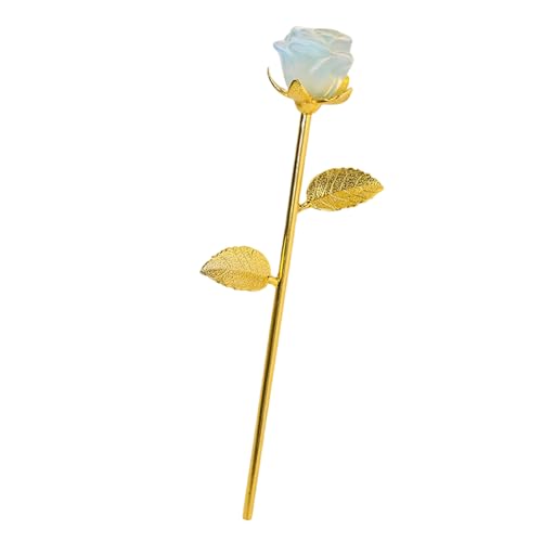 Rosa de piedra con base de oro rosa tallada a mano para realzar texturas únicas
