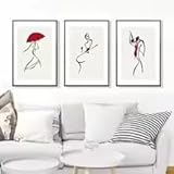 LMAIWANG Arte de figura femenina, elegante arte de pared, impresiones en lienzo de bellas artes nórdicas para decoración moderna del hogar (80 x 120 cm x 3/sin marco)