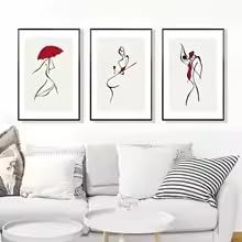 Impressions sur toile silhouette féminine nordique LMAIWANG triptyque 20x30 cm