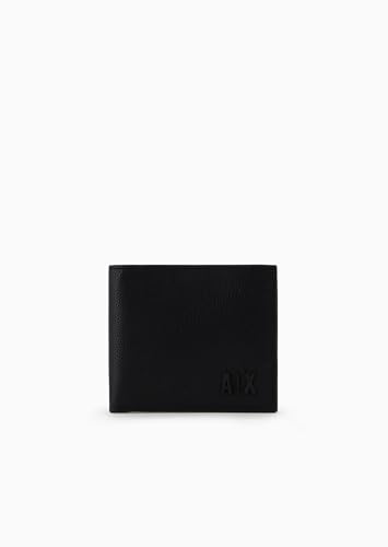A | X ARMANI EXCHANGE Men's Tonal Ax Logo Billfold with Coin Pocket Wallet, Black, One Size