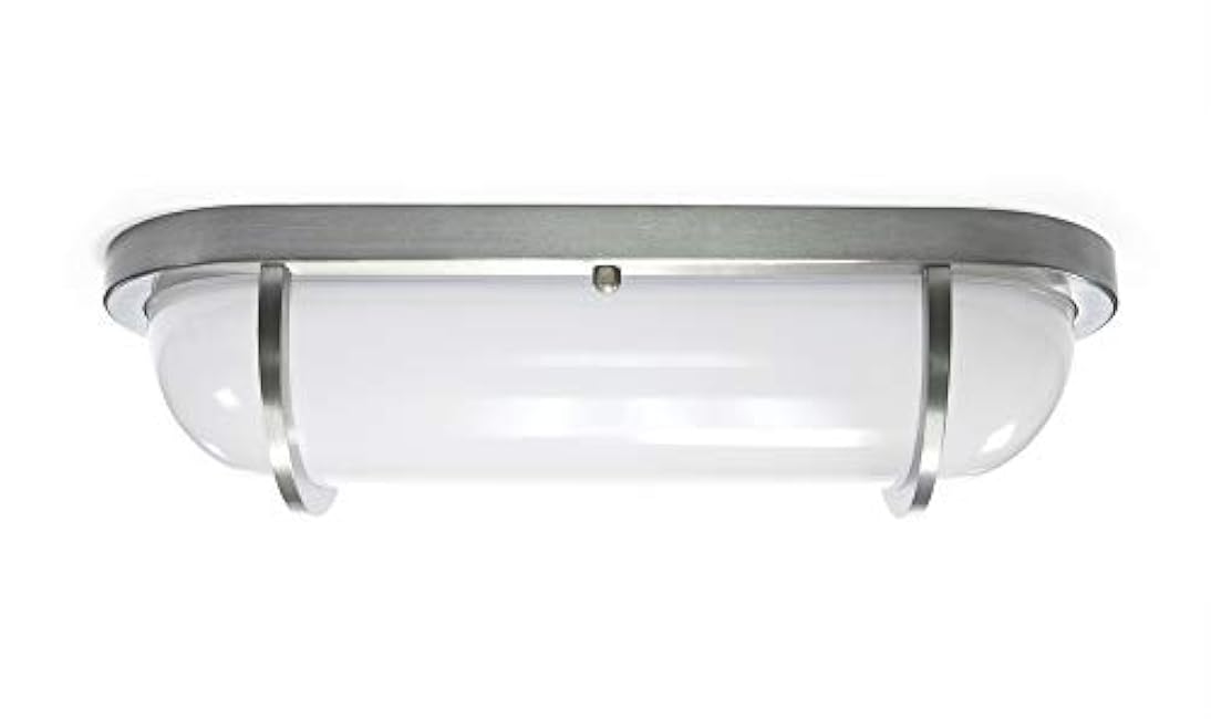 CORAMDEO Indoor Outdoor LED Bulkhead, Wall or Ceiling Light, for Entry, Porch, Deck, Built in LED Gives 80W of Light Using just 12.5W, 1000 Lumens, 3K, Durable Cast Aluminum with Nickel Finish