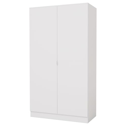 Nera 2 Door Wardrobe with Shelves and Hanging Rail, Storage Solution for Bedroom or Hallway, Wide Large Size Bedroom Storage W 100 x D 48 x H 180 cm (White)