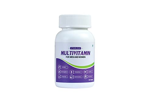 Starleaf Multivitamin For Men and Women, with Zinc, Vitamin C, D, B12 and Multiminerals, Immunity and Antioxidant Blend, 60 Multivitamin Tablets Starleaf Multivitamin For Men and Women, with Zinc, Vitamin C, D, B12 and Multiminerals, Immunity and Antioxidant Blend, 60 Multivitamin Tablets