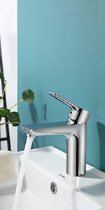 Yaogrifo Bathroom Faucet Copper All Body Single Handle Deck Mount Suitable for 1-Hole and 3-Holes Modern Home Commercial Bathroom Restroom